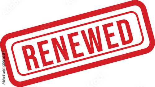 Картината върху платно A vibrant red stamp highlighting the word RENEWED on a pristine white surface, i