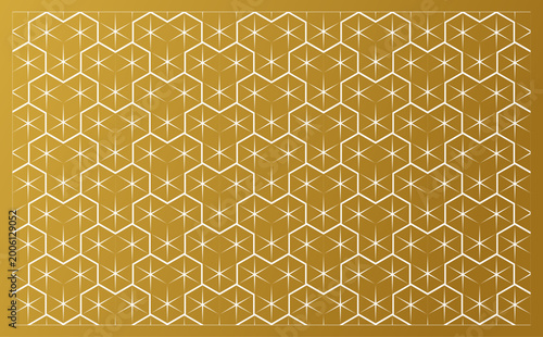 Fényképezés Abstract golden geometric pattern with sparkling star-like elements, a sophistic