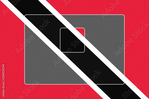 Free Download Modern Abstract Geometric Composition Featuring the Vibrant Colors and Diagonal Stripe Pattern of the Trinidad and Tobago Flag, Enhanced with Textured Overlays - GFXLoad