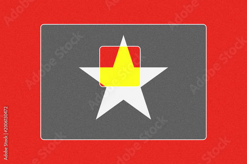 Free Download Abstract Geometric Illustration Featuring a Textured Gray Card with a White Star, Yellow Crown Symbol, and Red Background - GFXLoad