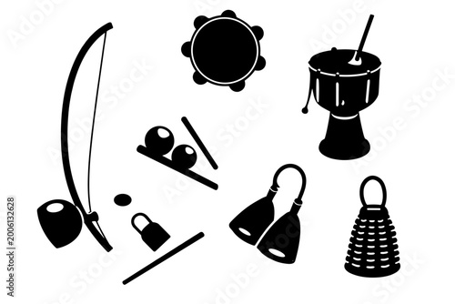 Capoeira Musical Instrument Silhouette Vector Illustration