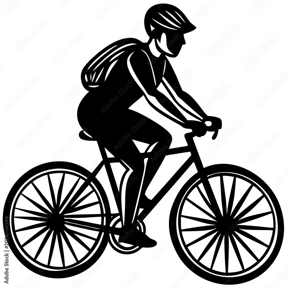 Fototapeta premium Man riding bicycle on road