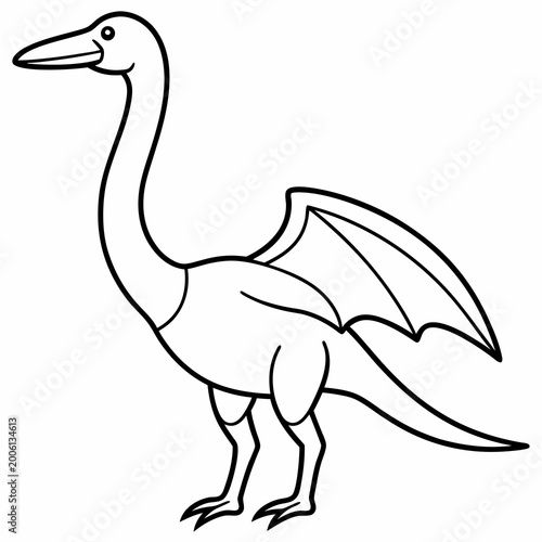 Line drawing of a prehistoric pterosaur flying