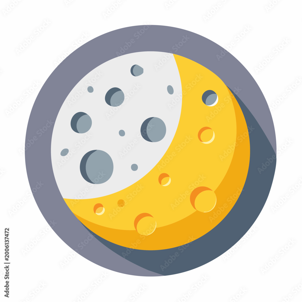 Obraz premium Stylized Crescent Moon Icon with Craters