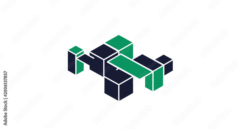 Fototapeta premium Abstract Geometric Structure Composed Of Interlocking Cubes In Modern Design