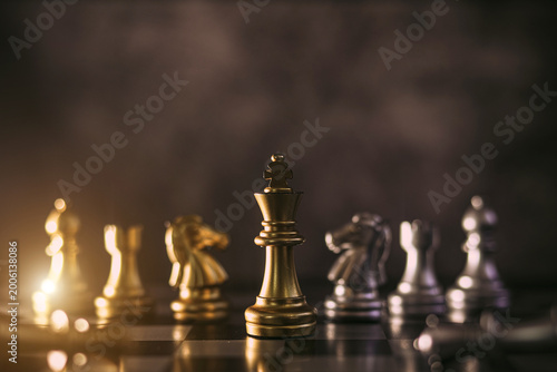 King chess on board for human resources leadership strategic planning and winner strategy or wining challenge of team player or business teamwork and organization management.