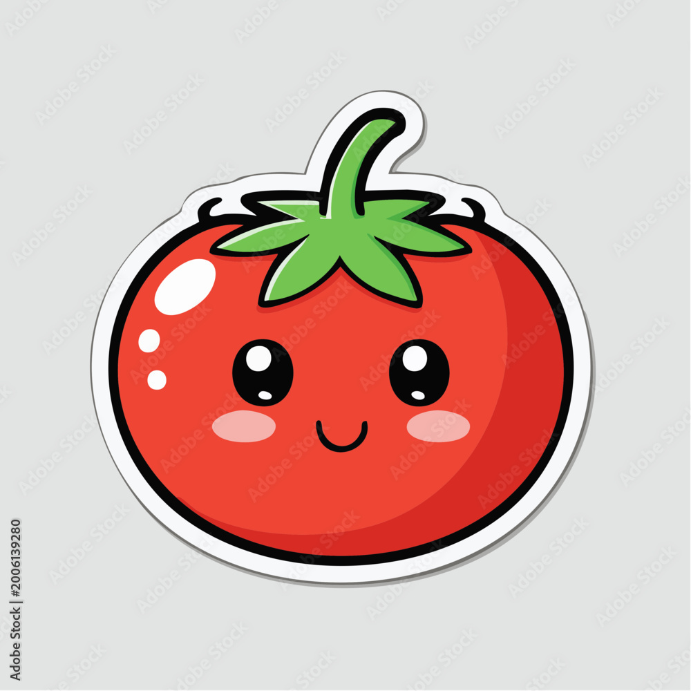 Obraz premium Cute Kawaii Tomato Character Sticker