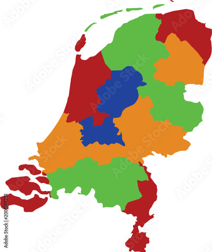 Colorful Netherlands Provinces Map Highlighting Administrative Regions in the Netherlands