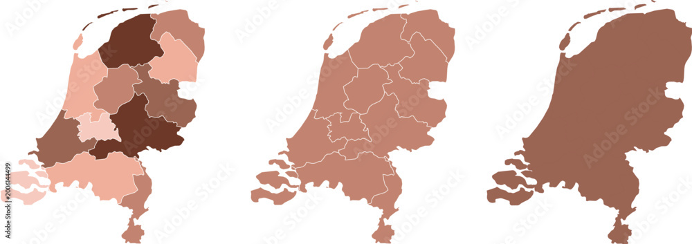 Obraz premium Netherlands Provincial Maps Comparison Showing Regional Variations Across the Country