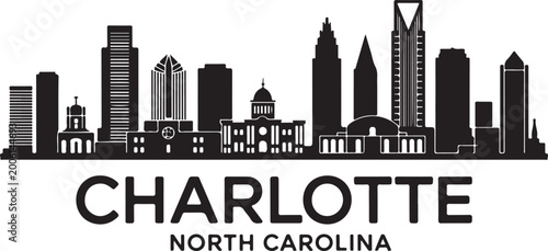 Charlotte north carolina city skyline vector illustration