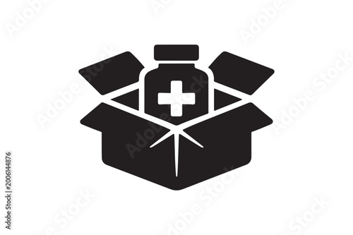 Pill Bottle Delivery Package Pharmacy Medicine Icon