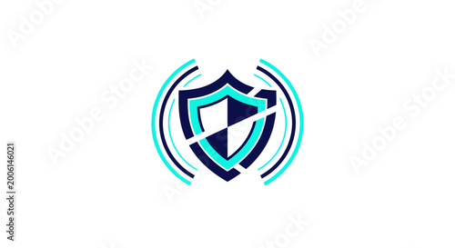 Abstract Shield Icon Protecting Data And Information In Digital World Of Cyber Security