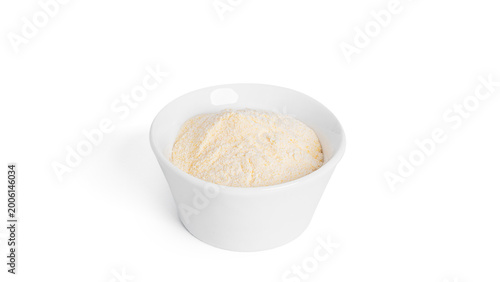Foto Matcha powdered tea isolated on white background.
