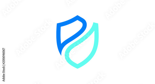 Free Download Abstract Shield Logo Design With Blue and Aqua Color For Security or Protection - GFXLoad