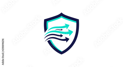 Free Download Abstract Shield With Arrows Logo Represents Protection And Technological Advancement - GFXLoad