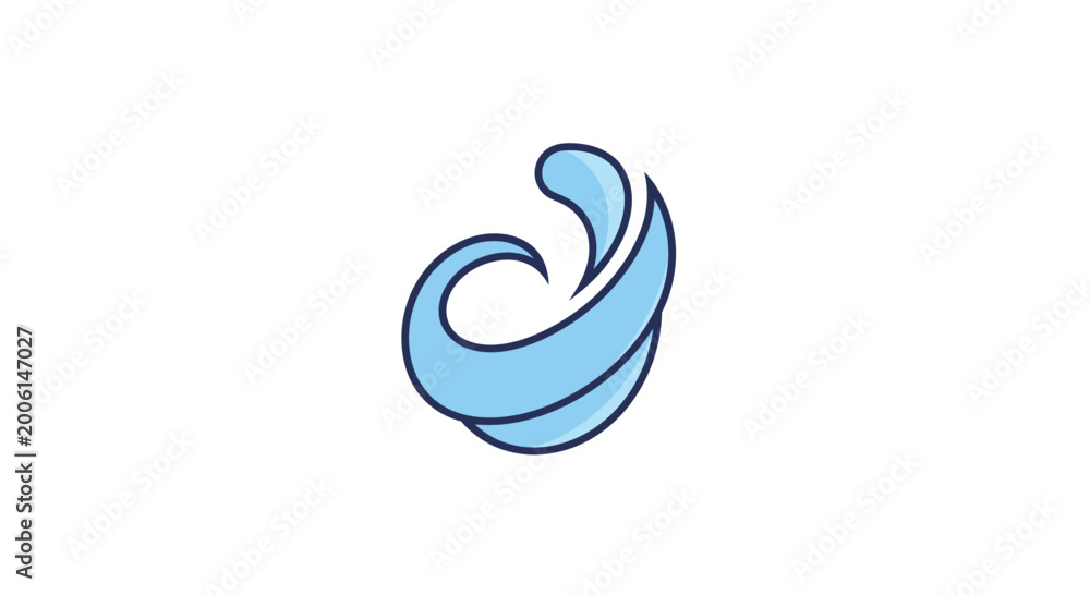 Fototapeta premium Abstract Swirl Logo: Fluid Design with Blue Color and Rounded Shapes for Branding