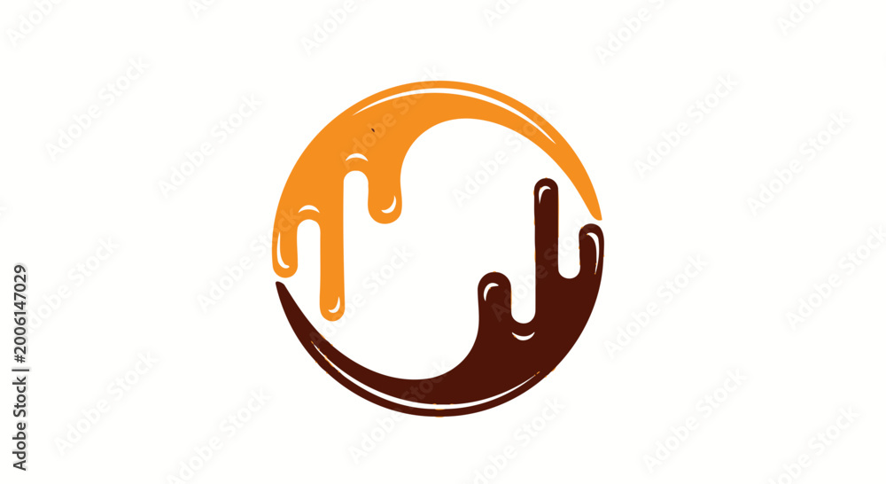 Obraz premium Abstract Swirl Logo: Elegant Design Featuring Honey and Chocolate Droplet Elements