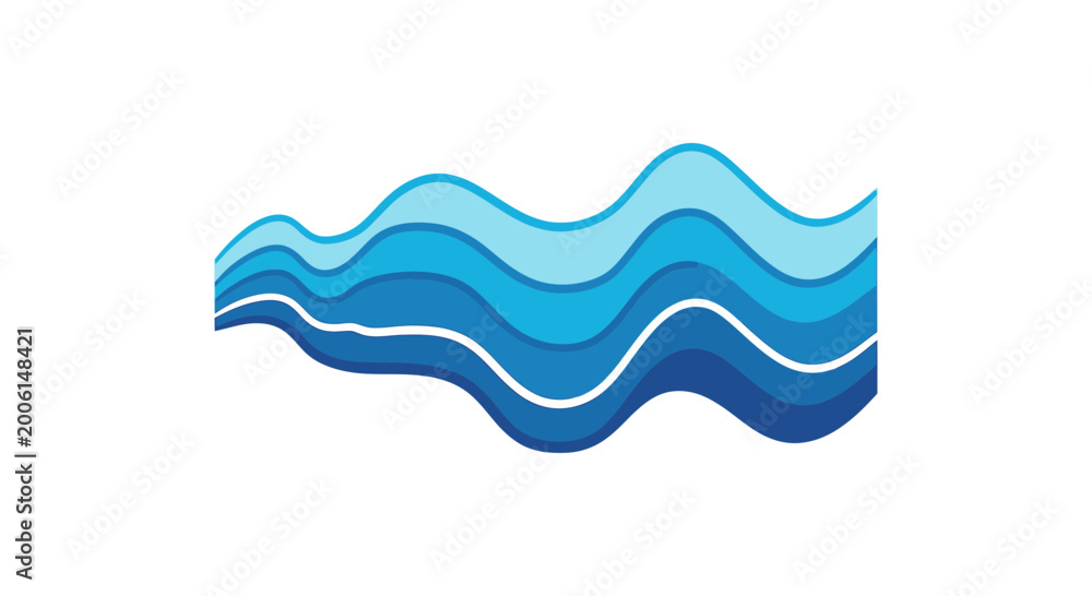 Naklejka premium Abstract Waves in Shades of Blue Against a White Background, Vector Illustration Isolated