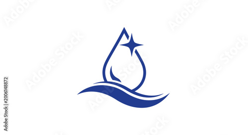 Abstract Water Drop Symbol With Sparkle And Swoosh For Company Branding