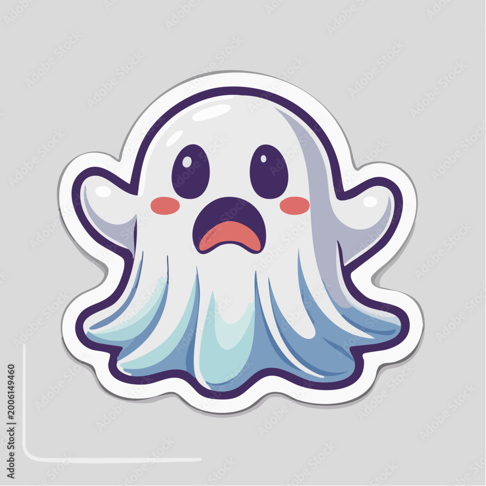 Obraz premium Cute Kawaii Ghost Sticker