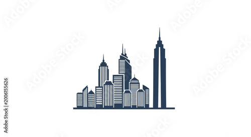 Tableau sur toile City skyline with tall buildings.