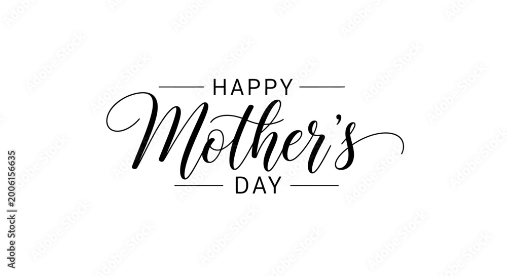 Naklejka premium Happy Mothers Day elegant script lettering on white background