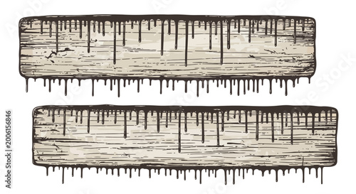 Foto Wooden Rulers with Dripping Wax.