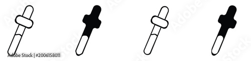 Fényképezés Eye Dropper Icon Set – Line, Solid and Flat Styles, Baby Medicine Dropper with L