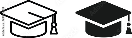 Photography Graduation mortarboard cap icons representing academic achievement and success f