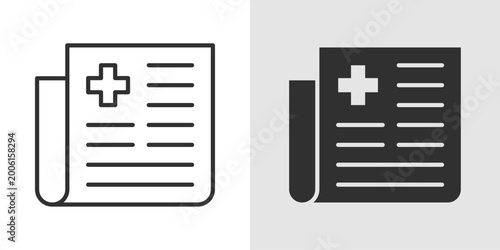 Foto Medical News Icon representing updates, reports, and information related to healthcare, medical research, disease outbreaks, and public health developments