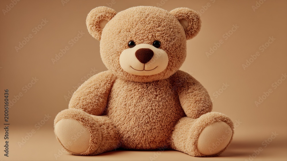 Obraz premium Adorable Fuzzy Brown Teddy Bear Toy Sitting Playful Adorable Comfort Companion