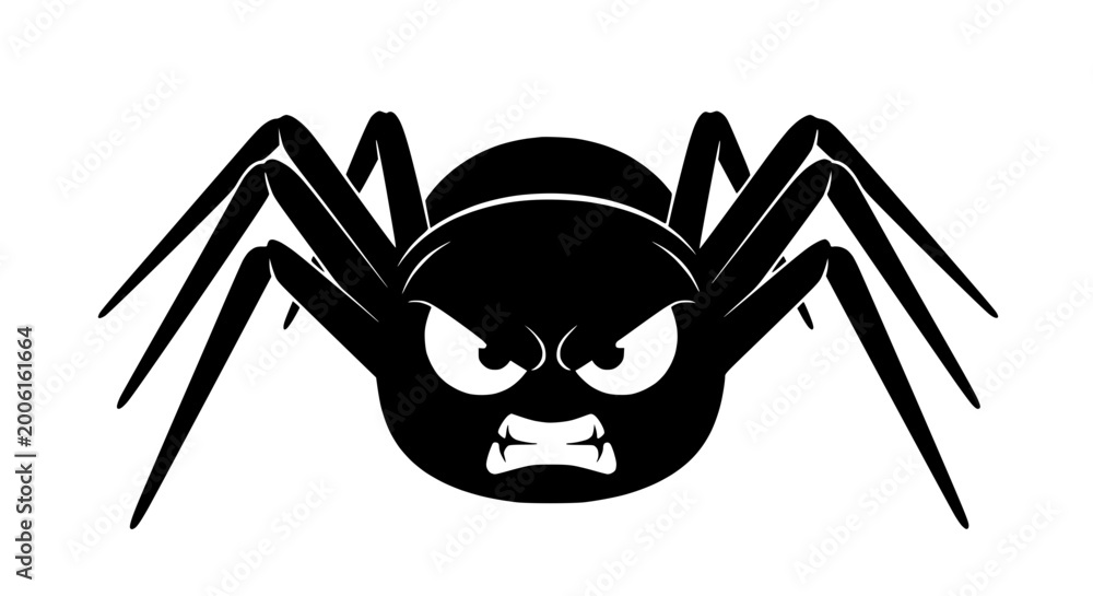 Φωτογραφία Angry Black Spider Cartoon Character Isolated on White Background