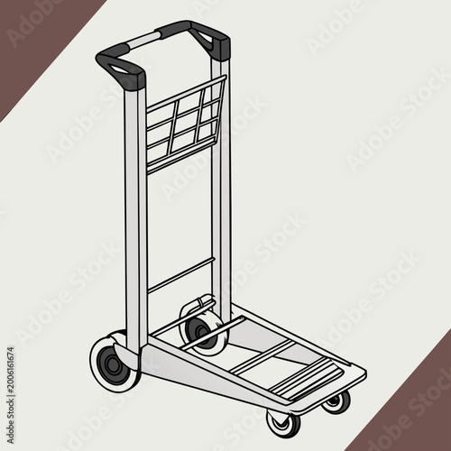 Принти на полотні Metal airport luggage cart isometric illustration airport equipment travel gear