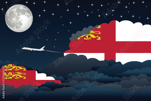 Фотография Sark Night Clouds Airplane Airport Flight Vector Illustration