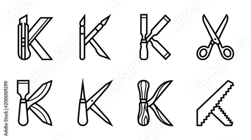 Vászonkép Various cutting tools and instruments.