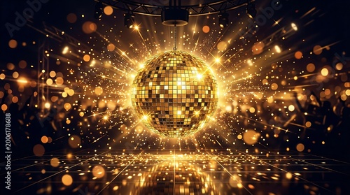 Golden Disco Ball Nightclub Party Background