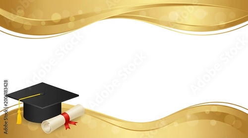 ​Gold Waves Graduation Frame with Cap and Diploma