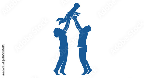 Family Silhouette Playing Together Outdoors.