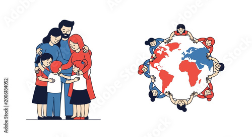 Slika na platnu Diverse family and global unity concept.