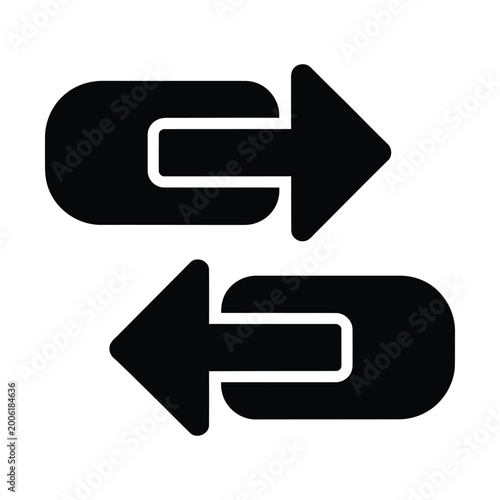 Obraz na plátně Minimalist transfer arrow icon, black exchange symbol vector, horizontal data sy