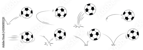 Fotografía Doodle sport soccer football ball trajectory bounce vector illustration