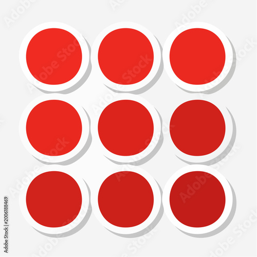 Free Download Nine Red Circles with White Borders and Shadows - GFXLoad