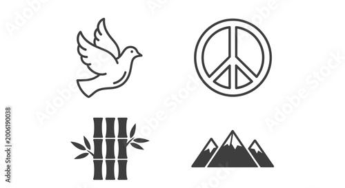Foto Peace Symbol and Dove Icons.