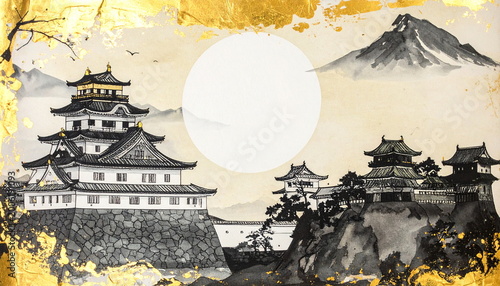 和風の背景素材【城】