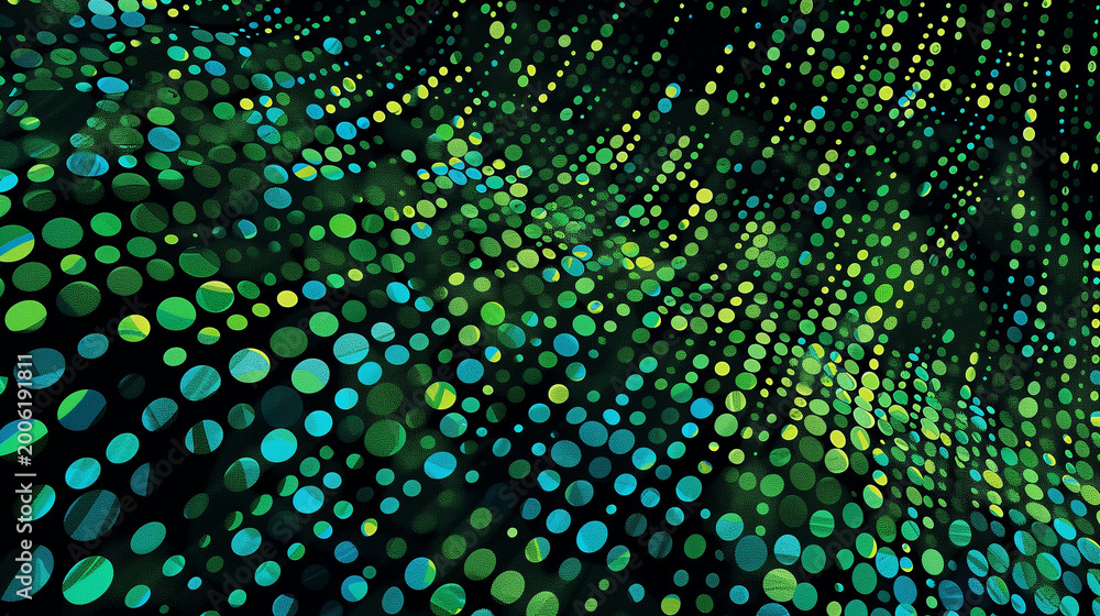 Obraz premium Abstract colorful dots pattern with vibrant wave effect
