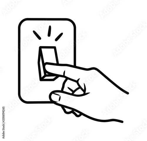 Hand flipping a light switch, symbolizing action and control