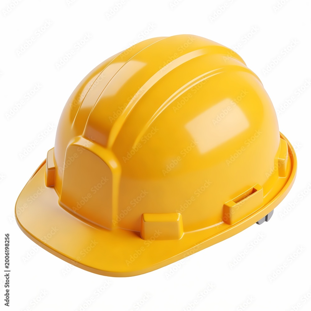 Fototapeta premium Yellow Construction Safety Hard Hat 3D Icon Isolated on White Background