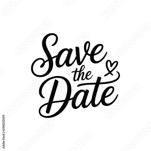 Foto Save the date calligraphy on white background