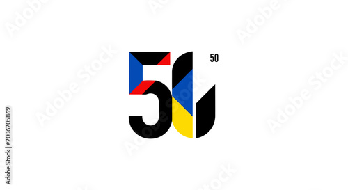 Free Download Colorful geometric number 50 logo design on white background - GFXLoad