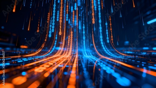 Digital binary code streams in motion